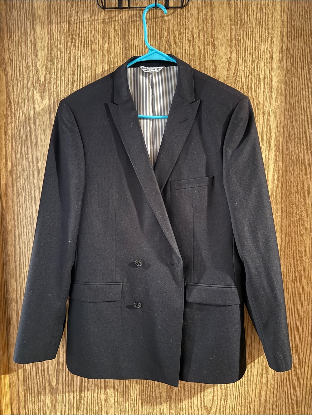 Men's Double-Breasted Black Suit Blazer